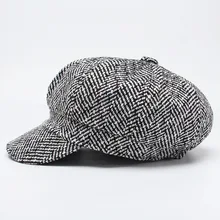 Унисекс восьмиугольная кепка Newsboy Шапка для женщин и мужчин Осень Зима Винтаж плед береты шапка Повседневная Gorras