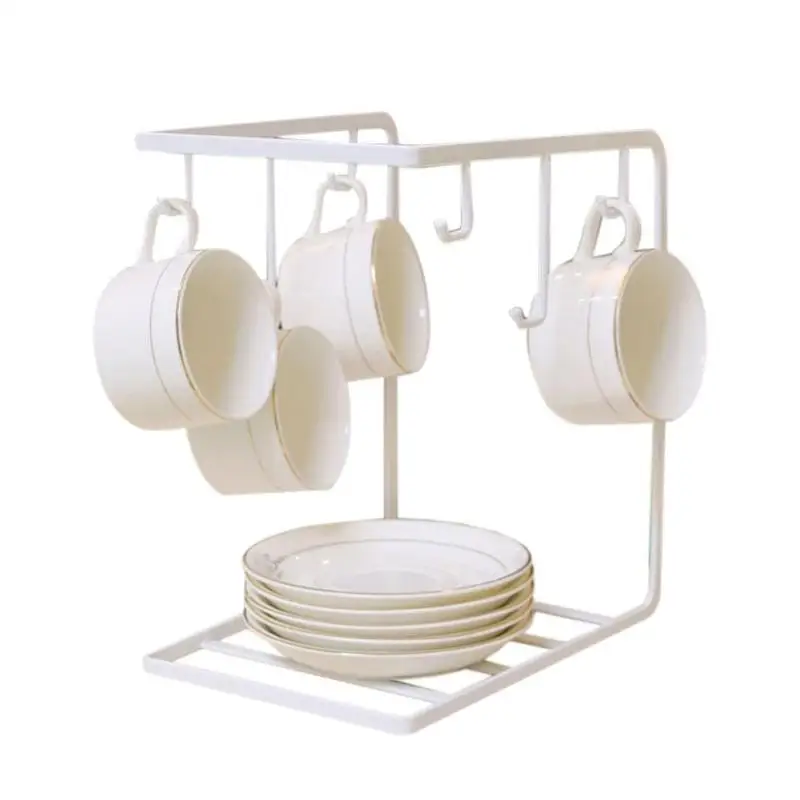 Metal Desk Mug Coffee Cup Drying Storage Rack Holder Stand Kitchen Drain Drainer Hanger Organizer Plate Dish Drain Rack