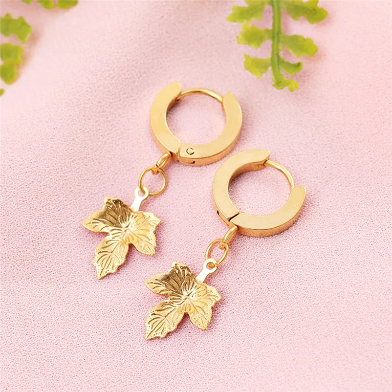 2018 Trendy Earrings for women Dangle earrings Stainless Steel Earrings Golden Moon Pendant Earrings Jewelry Brincos J19#N (5)