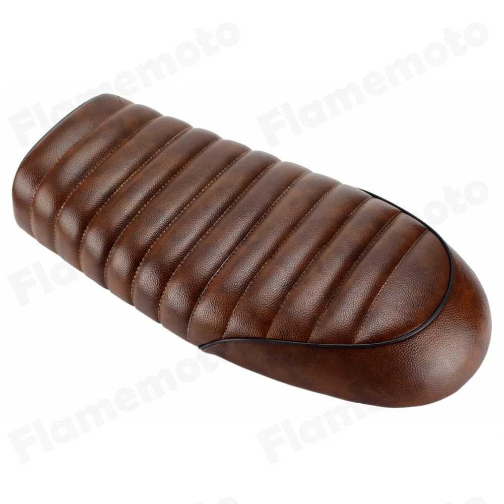 

motorcycle Brown Flat Custom Vintage Saddle Cafe Racer Seat For Honda CB125S CB200 CB350 CL350 CB400