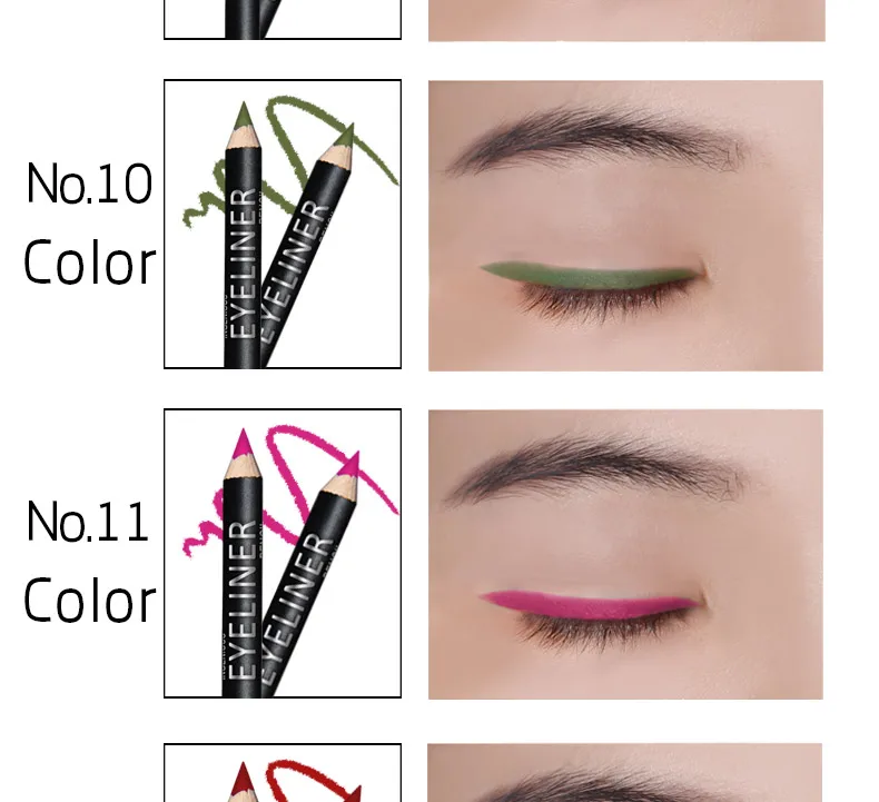 12 Цвета/комплект Водонепроницаемый Eye Liner Pencil Фирменная Новинка Профессиональный длительное Подводка для глаз Тени для век Макияж Красота ручка Инструменты