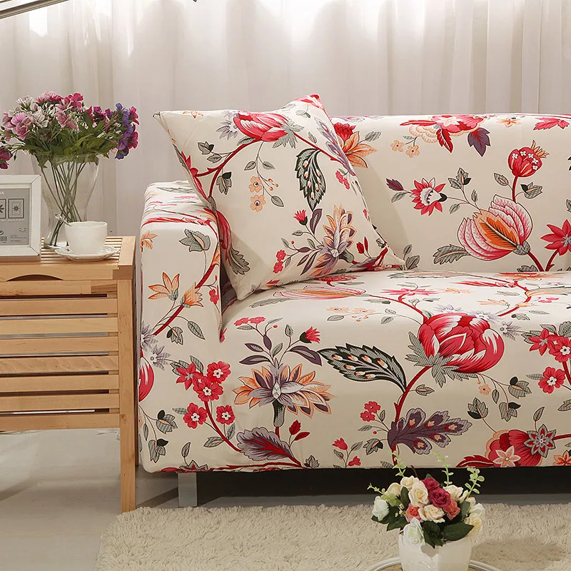 Geometric printed stretch sofa cover elastic for living room sectional slipcover safa 1/2/3/4 seat funiture protector