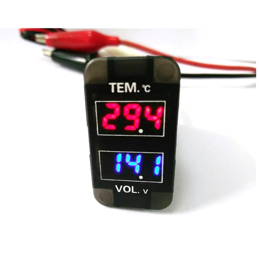 Old Mold 2 in 1 Digital Voltmeter Temperature Meter Gauge For Toyota 40x20mmin Temperature