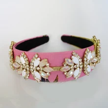 Розовый Классический Кристалл Корона сплав цепи свадебные аксессуары для волос ювелирные изделия девушки подарки широкая повязка для волос Свадебная ручная работа тиара де нойва