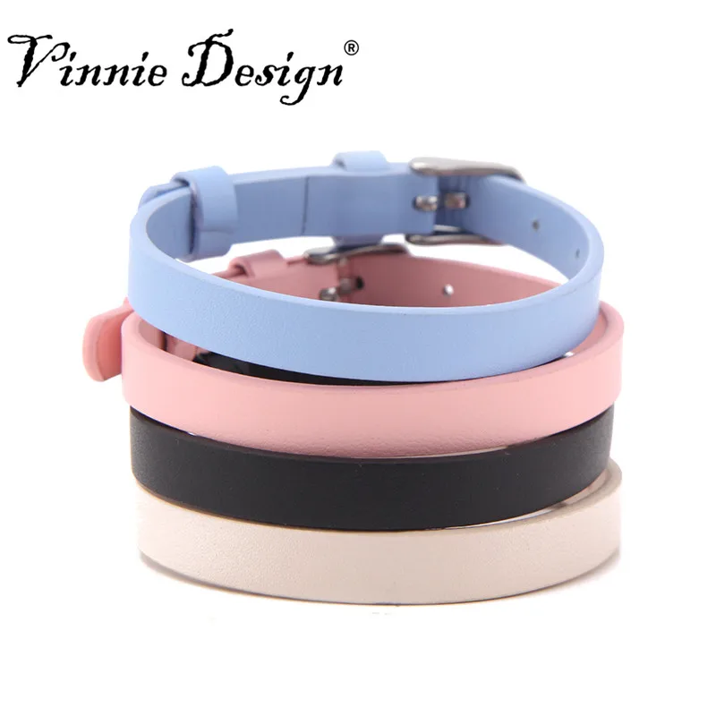 

Vinnie Design Jewelry 8mm Candy Color Genuine Leather Wrap Bracelets fit for DIY Slide Charms 10PCS/LOT