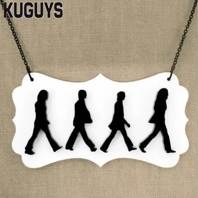 

KUGUYS Fashion Acrylic Jewelry Custom Figure Large Pendant Necklace for Women Sweater Link Chain Trendy HipHop Mens Necklaces