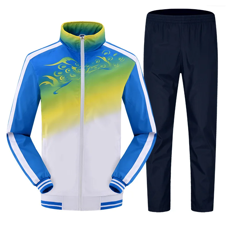 

2019 Mens Sport Suit Outdoor Spring and Autumn Running Sets Jacket +Pants Plus Size L-5XL 70