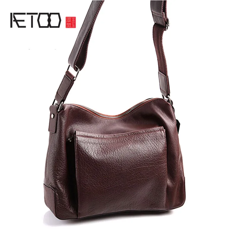 

AETOO Pure leather original Europe and America Japan and South Korea fashion casual retro men's shoulder diagonal bag leather Ko