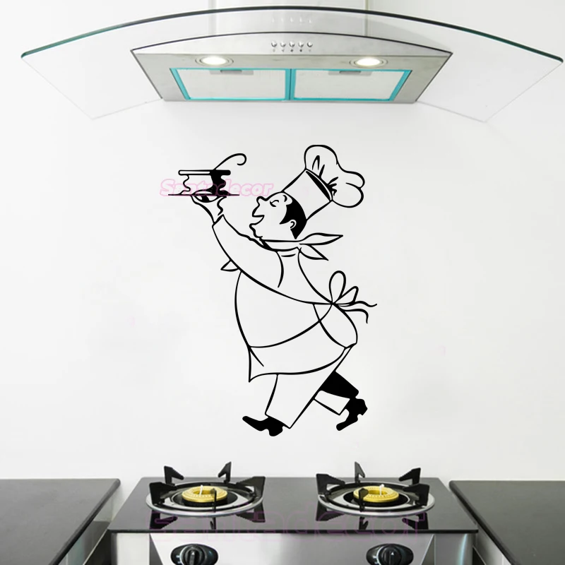 Funny Stickers Cuisine Chef Cuistot Vinyl Wall Decals Cartoon Wall Art Kitchen Home Decor House Decoration Poster 55 Cm X 75 Cm Wall Stickers Aliexpress