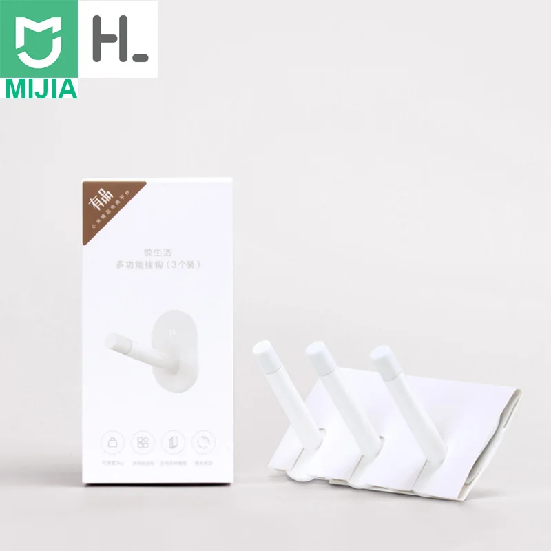 

3pcs Xiaomi Mijia HL Wall Hooks Little Adhesive Multi-function Hooks/Wall Mop Hook Strong Bathroom Bedroom Kitchen 3kg Max Load