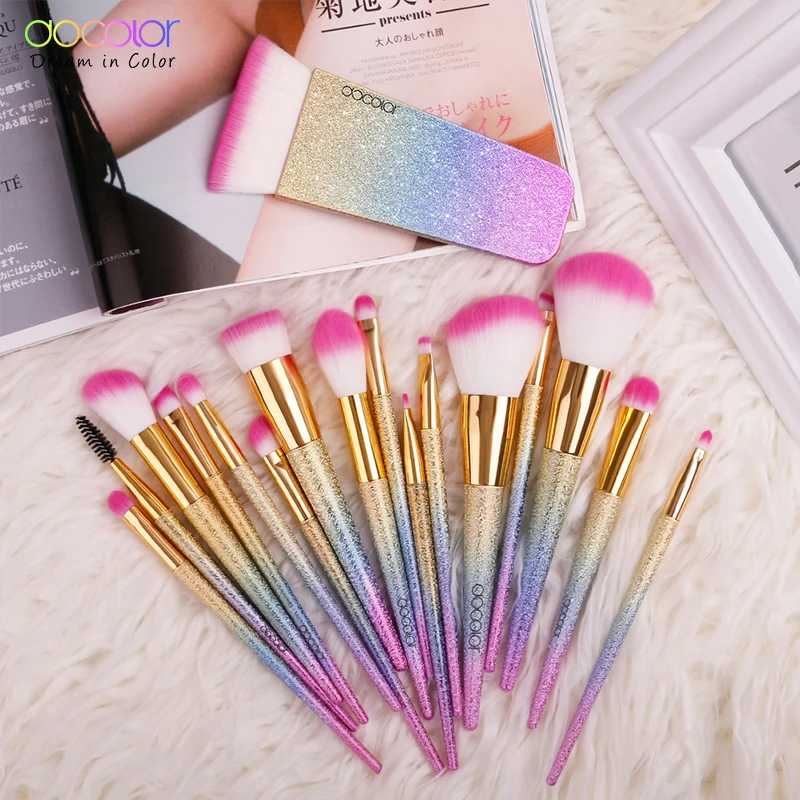 

Docolor 17pcs Brand Makeup Brushes with Box Best Christmas Gift Contour/Blush/Powder/Foundation Brushes and Eye Shadow Brush