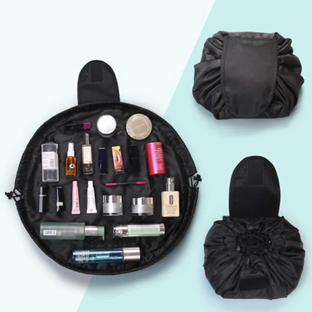 Large Capacity Lazy Makeup Toiletry Bag Drawstring Portable Travel Casual Waterproof Quick Pack Magic Makeup Storage Bag Perfect for Women Girls (Black)04
