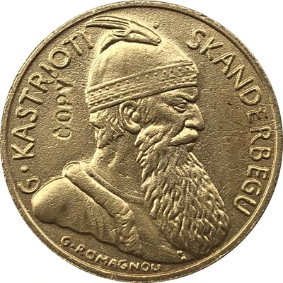 24-K позолоченный 1887 Албания 20 Franga Ari копия монет