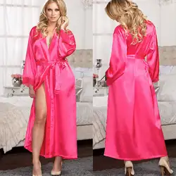 Сексуальное женское белье Шелковый халат платье пижамы женские ночная рубашка Длинные RobesHOT