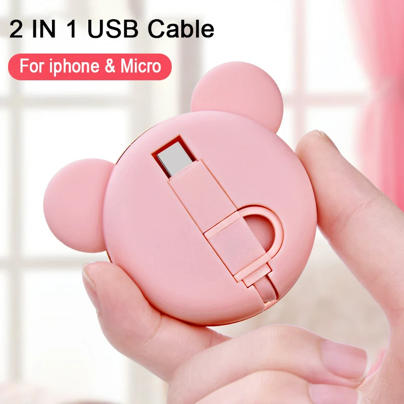 

PADCOVER 2 in 1 Usb cable For iPhone XS Max XR X 8 7 6 Plus 6s Se iPad air 2 Mini Fast Charging Cables Mobile Phone Charger Cord