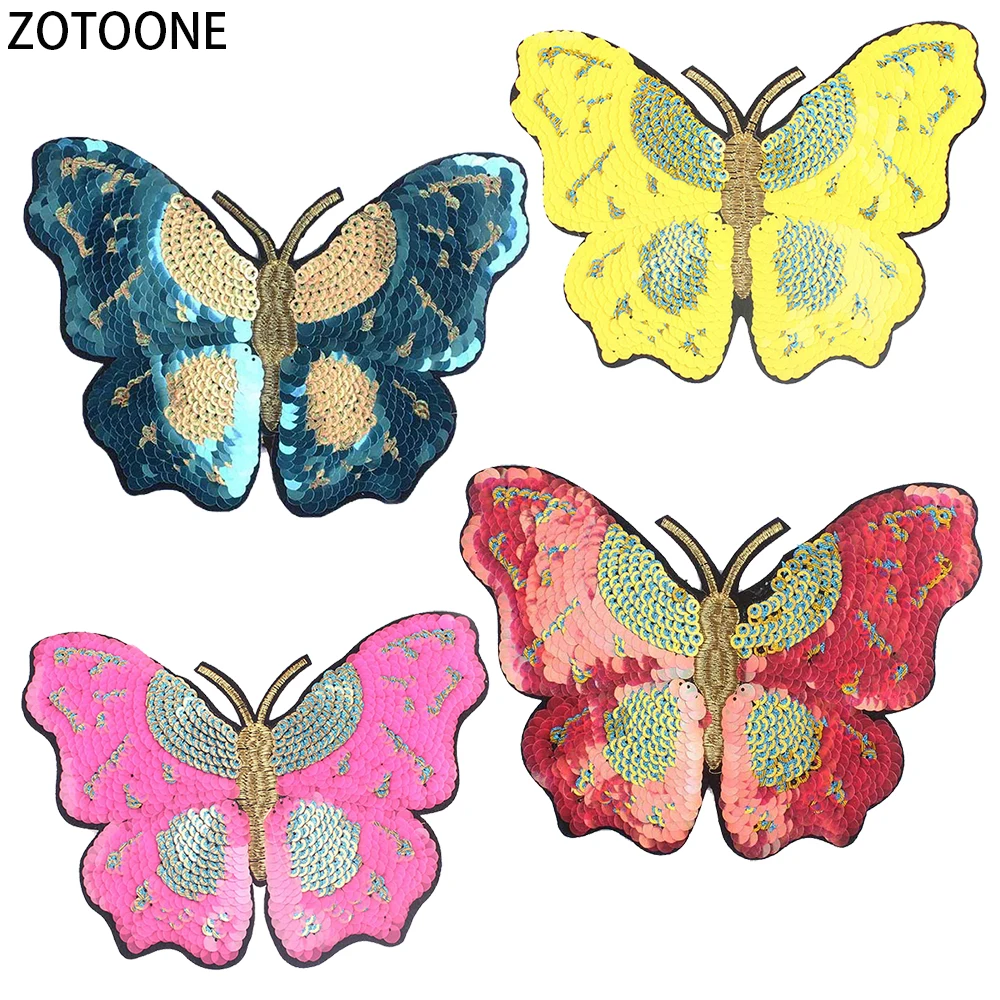 

ZOTOONE Colorful Buttyfly Back Patches Sewing on Clothes Large Patch for Clothing Diy Decorations Applique Sequin Applications E