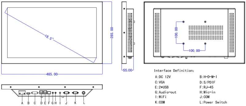 4 * USB Фирменная Новинка разрешение 768x1366 Desktop Core i5 все в одном с intel i5 6200U промышленных встроенный компьютер