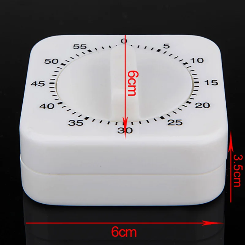 

60 Minutes Kitchen Timer Count Down Alarm Reminder White Square Mechanical Timer for Kitchen Dropshipping