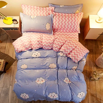 

Cloud wave Bedding Sets Geometric Pattern Bed Sheet Children Student Dormitory Bed Linings Cartoon 3/4pcs Pillowcases Cover Set
