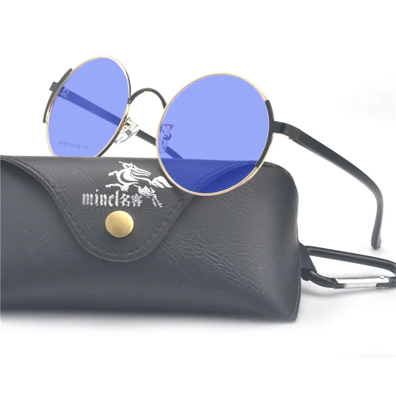 MINCL/Круглые линзы солнцезащитные очки для мужчин/wo мужчин Ретро Покрытие Солнцезащитные очки круглые новое поступление очки lxl - Цвет линз: blue
