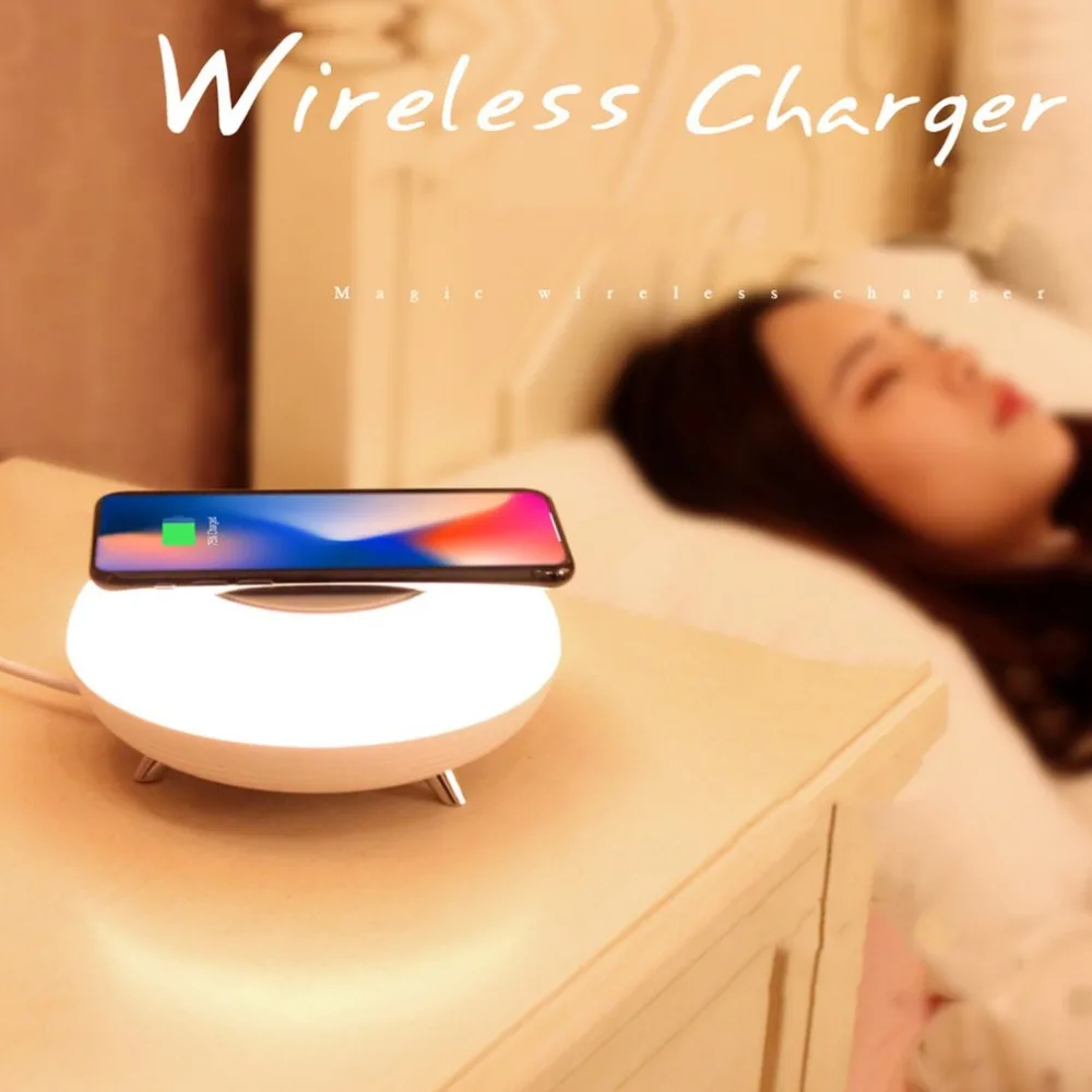 

Creative Spaceship Night Light Wireless Charger Colorful LED Night Light Bedside Warm Light for Home Bedroom