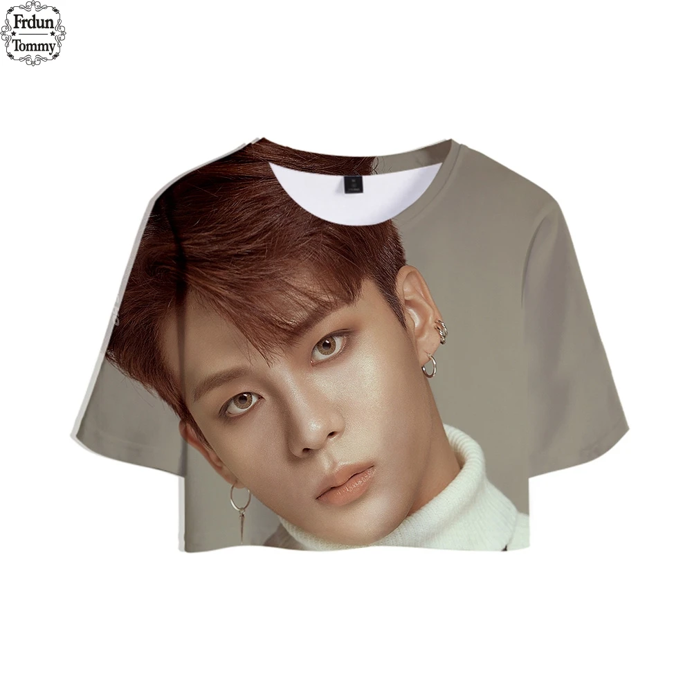 

Frdun Tommy Ateez 3D Sexy Belly Short Sleeve T-shirt 2019 New Style Summer T-shirt Women Fashion Casual Korea Female Fan Tshirt