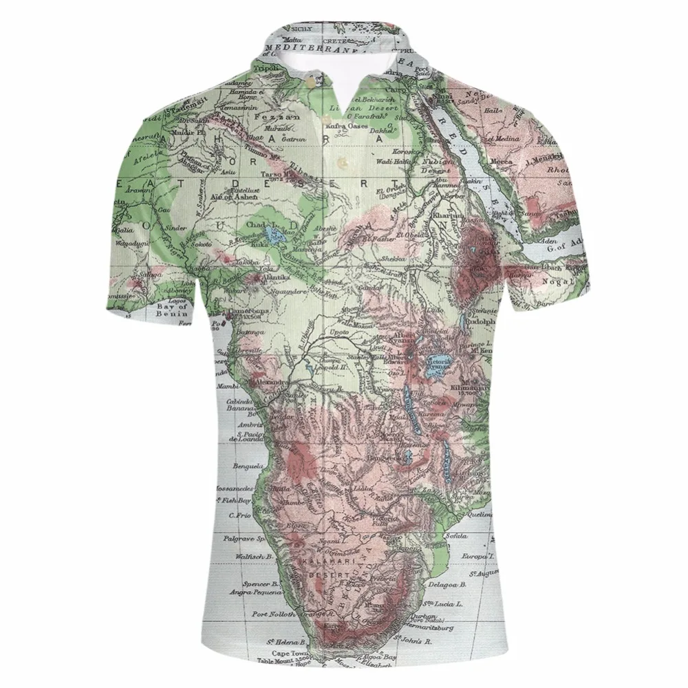 

FORUDESIGNS Wholesale Men's World Map Printed Shirt Male Summer Short Sleeve Party Colorful Tee Stylish Loose Fit Tops XXXL