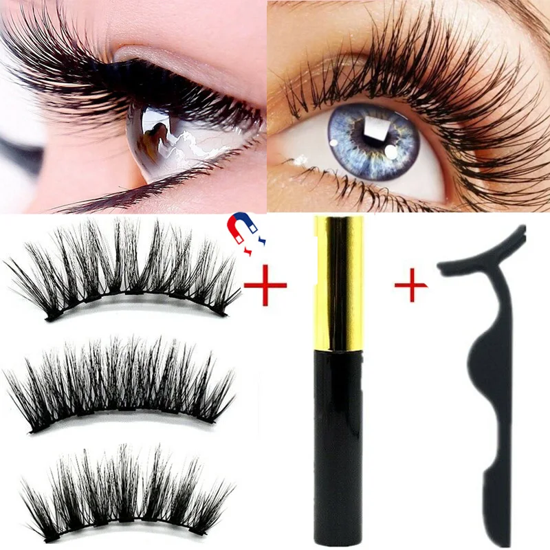 

1 Set Magnetic False Eyelashes Liquid Eyeliner Waterproof Natural Makeup Tool Magnet Lashes Extension Set Women Make up Lashes