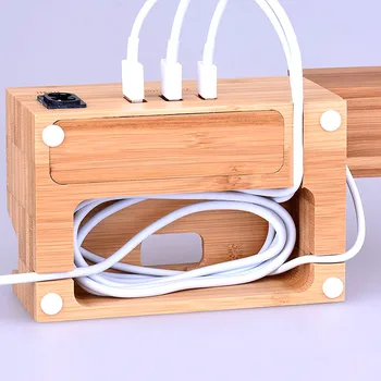 

Wooden Charging Station Multi-port Device Charger with 3 USB Port Compitable with iPhone Android UY8