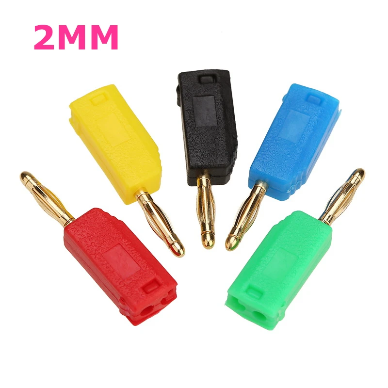 

10PCS 2mm Banana Plug jack Gold Plated Copper stackable connector for Binding Post Test Probes 5 Color