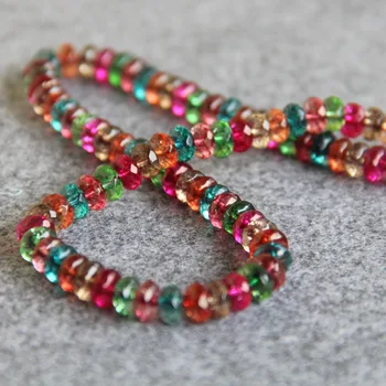 

(Min Order1) 6*8mm Multicolor Tourmaline Beads Round DIY Bead Stone For Necklace Bracelet 15inch Jewelry Making Design Wholesale