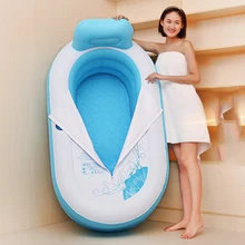 Портативная складная надувная Ванна Для Взрослых Бассейн подходит для детей, дом для бассейна для пожилых людей(полностью надутый 60x34x26 дюймов)(синий)* 2