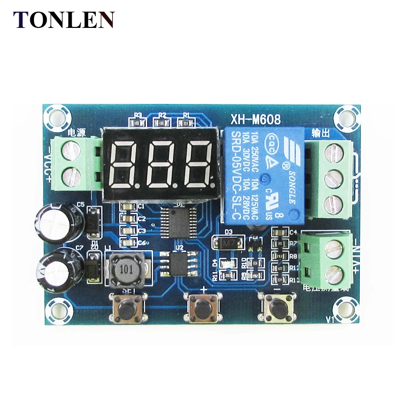 

TONLEN DC6-40V Battery Charge Control Module Lithium Battery Over-discharge Protection Board Timing Charging Board Module