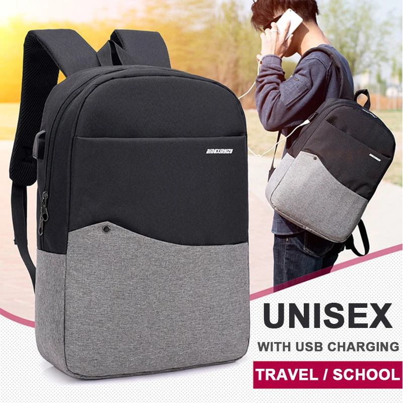 

Unisex College School Backpack Male Women Men 14 15.6 Inch Laptop Notebook Backpacks Waterproof With USB Charging Travel Bagpack