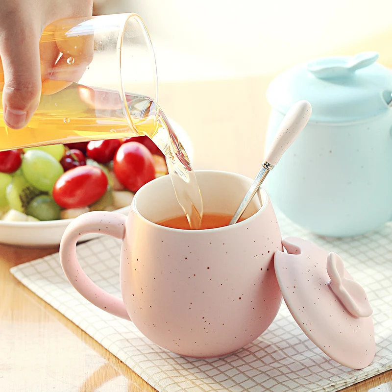

XING KILO Original Simple Ceramic Creative Milk Cup Water Cup Coffee Cup Mug with Cover Spoon Custom LOGO Gift