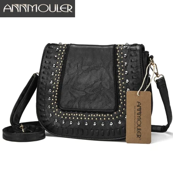

Annmouler Vintage Women Shoulder Bag 4 Colors Crossbody Bag Pu Leather Lace Flower Messenger Bag New Design Ladies Purse