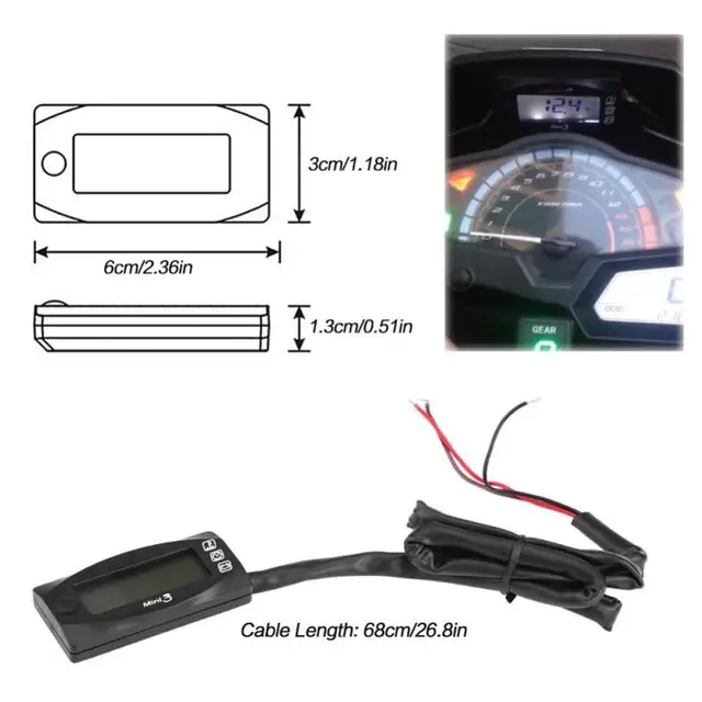 Mini 3-in-1 LED Display Motorcycle Air Temperature & Time Clock & Voltmeter Voltage Meter Mini Instruction LED Display Meter