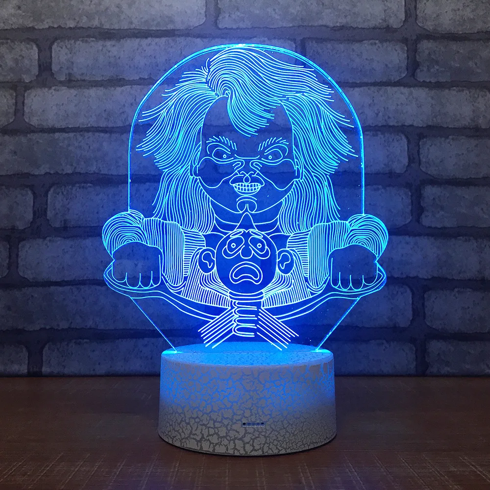 

Chucky 3D LED RGB Night Light 7 Color Change Desk Light Action Figures 087 Boys Girls Christmas Toys
