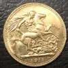 1910 United Kingdom 1 Sovereign -Edward VII .9999 pure Gold Plated Copy Coin ► Photo 2/2