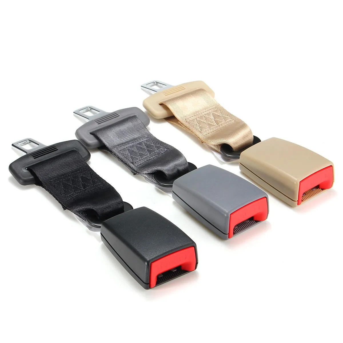 Universal 23cm/9inch Car Seat Seatbelt Safety Belt Extender Extension 2.1cm Buckle Black Gray Beige Fits most Vehicles