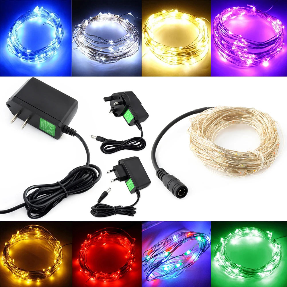 

TSLEEN AC110~240V US EU UK Plug LED Silver String Outdoor Light Christmas Fairy Light 5M 100LEDS Starry Lights With Micro LEDS