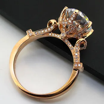 

Great Fabulous Lovely 4 Carat NSCD Excellent Diamond Women Ring Rose Gold Cover Sterling Silver Wedding Ring For Bridal