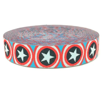

HOT!!! NEW wholesale 5/8'' 16MM 1" 25MM 10YARD/LOTS Captain America shield Woven Jacquard ribbon