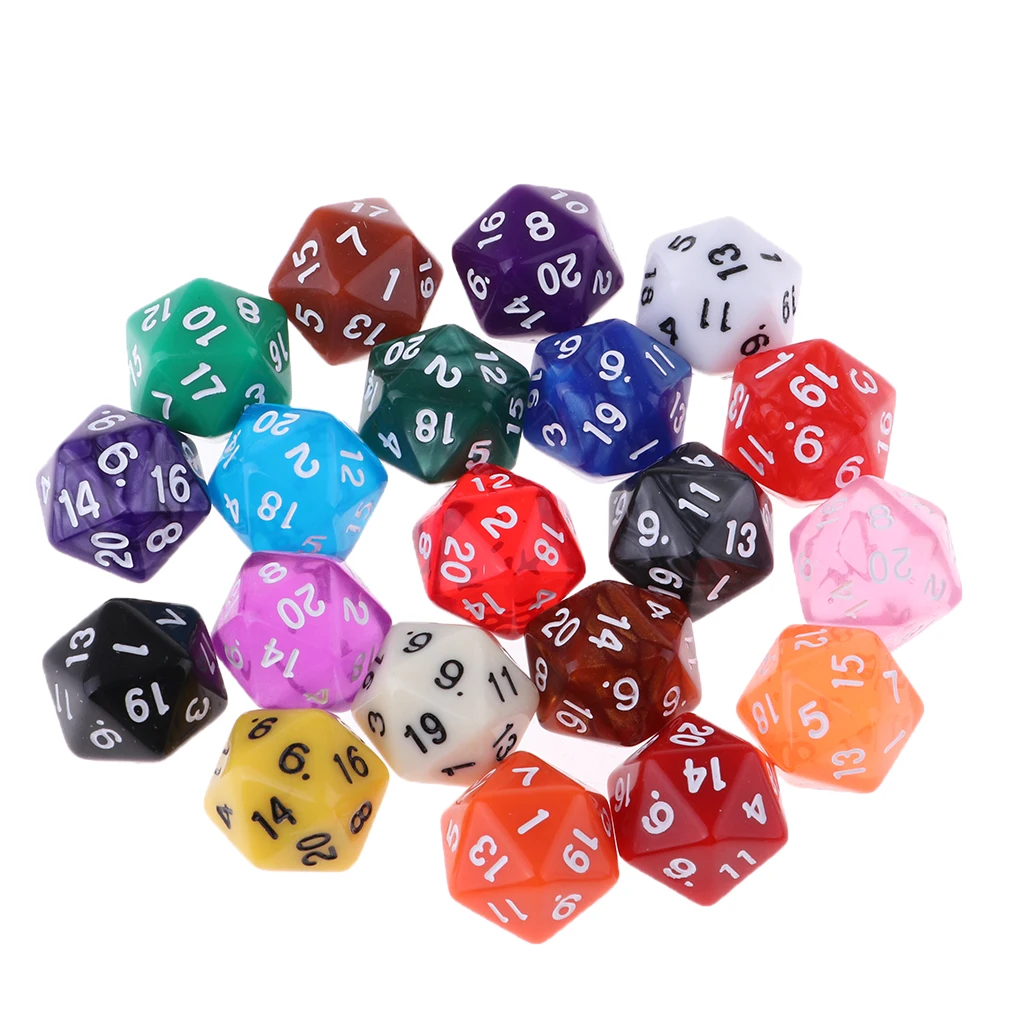 20 Pieces Polyhedral Dice Set for Table Game Kids Math Practice Holiday Party 8/10/12/20 Sided Colorful Dices