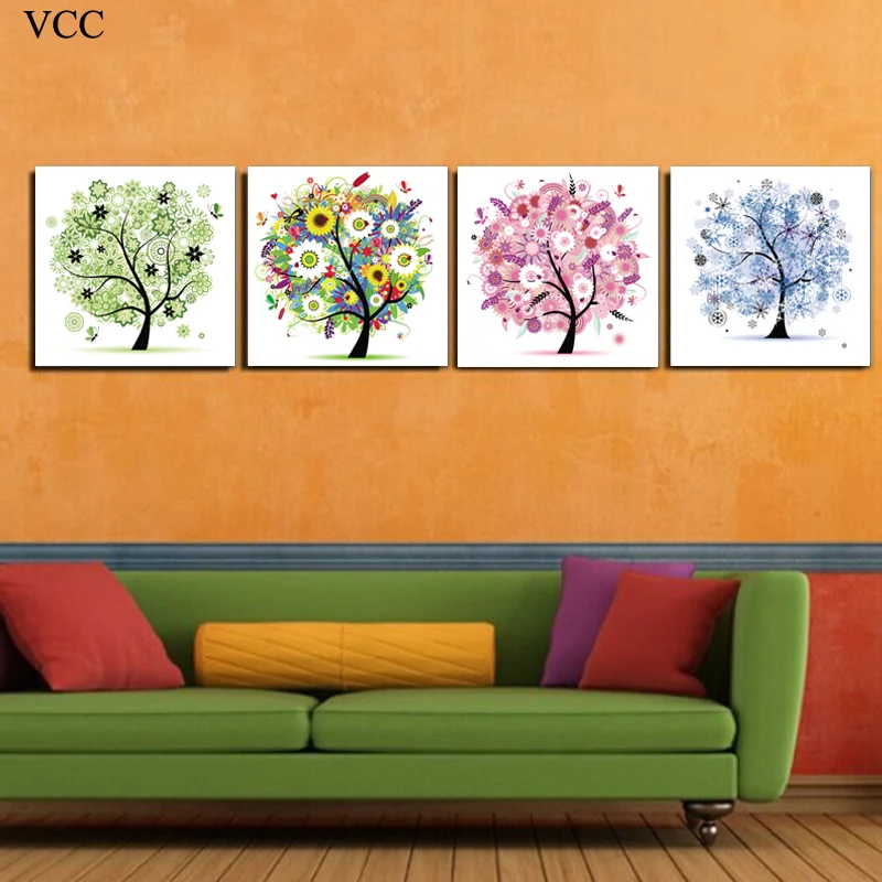 Karikatura Tree Art Obrazy na zdi, Obrazy na plátně Obrazy pro obývací pokoj Domácí dekorace Plakát, Dekorace domů