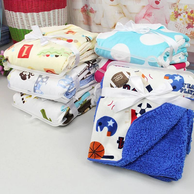 

Warm Cartoon Baby Receiving Blanket Thicken Soft Coral Fleece Infant Swaddle Envelope Stroller Wrap Newborns Bedding Blanket