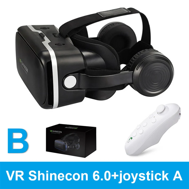 VR SHINECON 6,0 vr box 2,0 3d vr очки Виртуальная реальность gafas очки google cardboard bobo vr гарнитура для смартфона - Цвет: box with A option