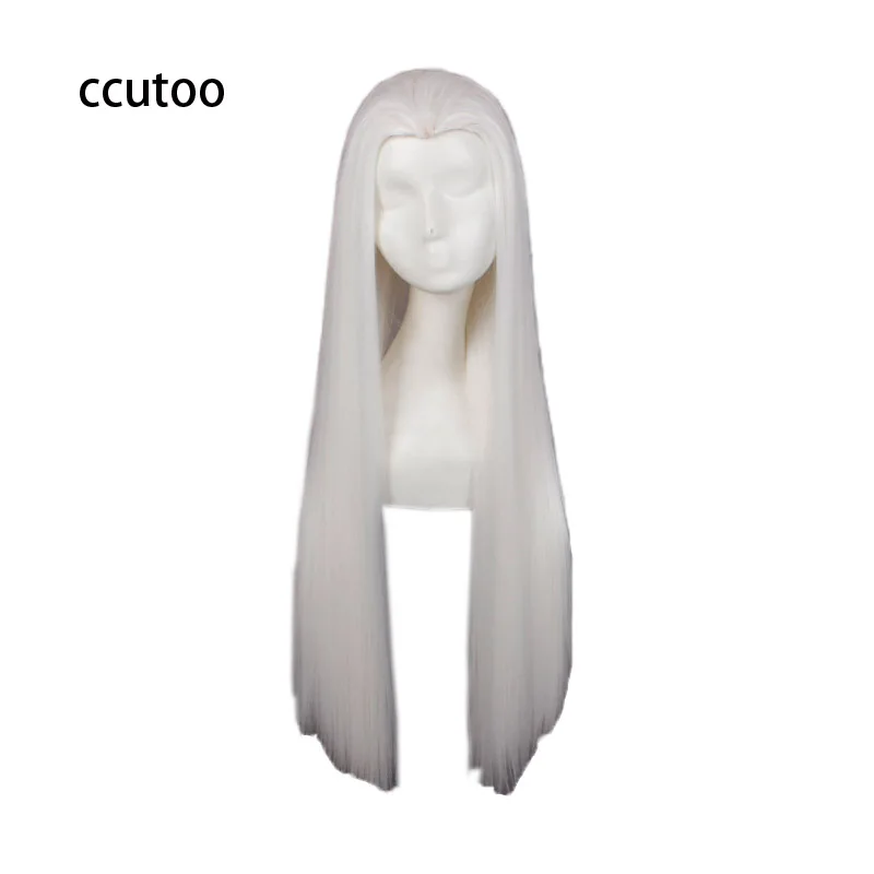 

ccutoo 80cm/32" White Women's Female Long Straight Slicked Back Styled Synthetic Hair Cosplay Costume Wigs For Party Halloween