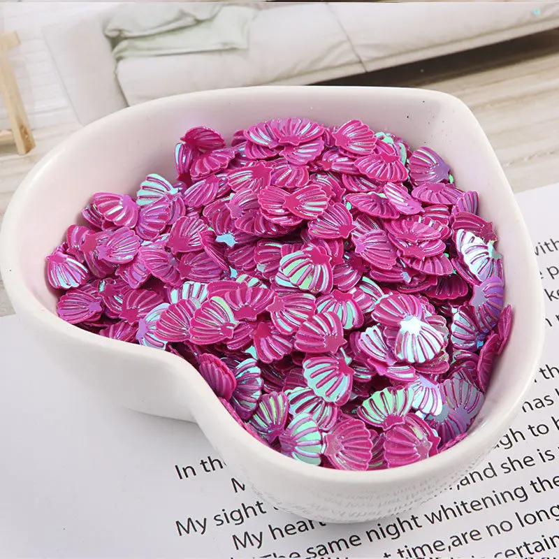 10g/pack 7mm Sea Shell Sequins Paillettes Sewing Material,Wedding Craft,Women Garment Kids DIY Accessories - Color: AB Fuchsia