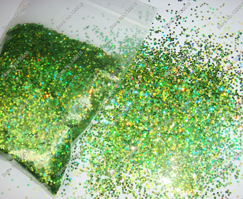 

50gram-1mm(1/24")Holographic Laser Light Green Glitter Hexagon Paillette Spangle Shape for Nail Art Decoration&Glitter Craft